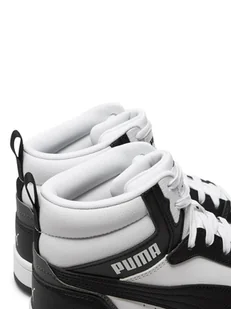 Młodzieżowe sneakersy Rebound V6 Mid PUMA White Black Shadow Gray - Buty trekkingowe dziecięce - miniaturka - grafika 1