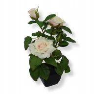 Sztuczne kwiaty - Róża w doniczce sztuczny kwiat Jasno Różowe róże 29 cm Róża dekoracyjna - miniaturka - grafika 1