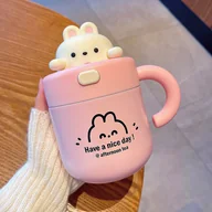 Kubki termiczne - Kubek termiczny Kawaii Bear, termos, napoje gorące i zimne, woda, herbata, duży termos, 530 ml, różowy - miniaturka - grafika 1