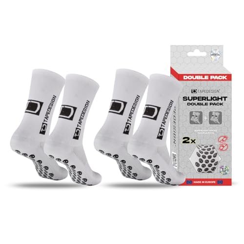 Tapedesign – Dwupak Superlight Socks – 2 pary ultralekkich skarpet do piłki nożnej i sportu – super cienkie i elastyczne – antypoślizgowe w butach – maksymalna przyczepność i komfort noszenia podczas