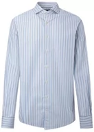 Koszule męskie - Hackett London Męska koszula Slub Mel Stripes Button Down, White/Berry, XL - miniaturka - grafika 1