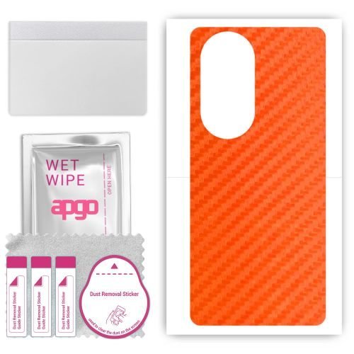 folia naklejka skórka strukturalna na TYŁ do Ulefone Note 17 Pro - Carbon Pomarańczowy - apgo SKINS