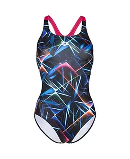 Stroje kąpielowe - ARENA Damski kostium kąpielowy Swim Pro Back Allover jednoczęściowy kombinezon, czarno-wielorazowy krój, różowy, 44, Czarno-multi Freak Rose, 44 - grafika 1
