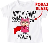 Koszulki dla dziewczynek - Koszulka na DZIEŃ KOBIET Koszulka dziecięca - Dziewczyny z klasy rządzą - miniaturka - grafika 1