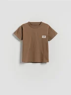 Bluzki dla niemowląt - Reserved - Bawełniany t-shirt - brązowy - miniaturka - grafika 1