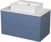 Szafki łazienkowe - Szafka łazienkowa niebieska 80 cm MIRAGE z blatem i umywalką - miniaturka - grafika 1