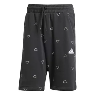 adidas Męskie szorty sezonowe Essentials Monogram graficzne szorty, XXL czarne - Spodenki damskie - miniaturka - grafika 1