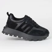 Półbuty damskie - Obuwie sportowe damskie GOODIN GD-XF-207 czarny skóra naturalna zamsz 38 - miniaturka - grafika 1