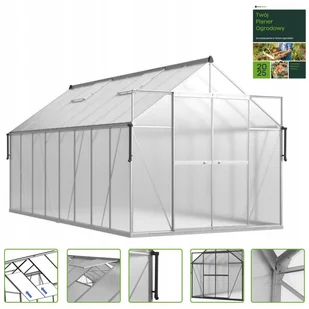 Szklarnia Ogrodowa Poliwęglan Duża Slide-In 490x244cm Srebrna UV - Szklarnie ogrodowe - miniaturka - grafika 1