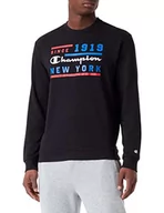 Bluzy męskie - Champion Męska bluza z okrągłym dekoltem Legacy Graphic Shop Authentic Powerblend Terry, Czarny, M - miniaturka - grafika 1