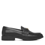 Półbuty damskie - Loafersy Tommy Hilfiger Th Logo Leather Loafer FW0FW08705 Czarny - miniaturka - grafika 1