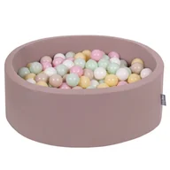 Zabawki do kąpieli - KiddyMoon Suchy basen okrągły z piłeczkami 7cm wrzosowy: pastelowy beż-pastelowy żółty-biały-mięta-pudrowy róż 90x30cm/300piłek Zabawka basen piankowy - miniaturka - grafika 1
