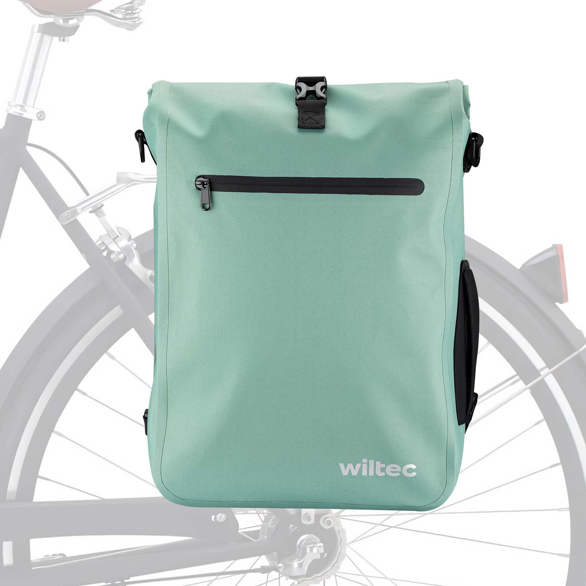 Wiltec torba na bagażnik miętowa zieleń, plecak rowerowy 25 l, torba na bagażnik z przegrodą na laptopa, wodoodporna torba rowerowa