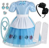 Stroje karnawałowe - Strój Przebranie Sukienka Alicja W Krainie Czarów Karnawał Bal 140 146 Cm Zestaw - miniaturka - grafika 1