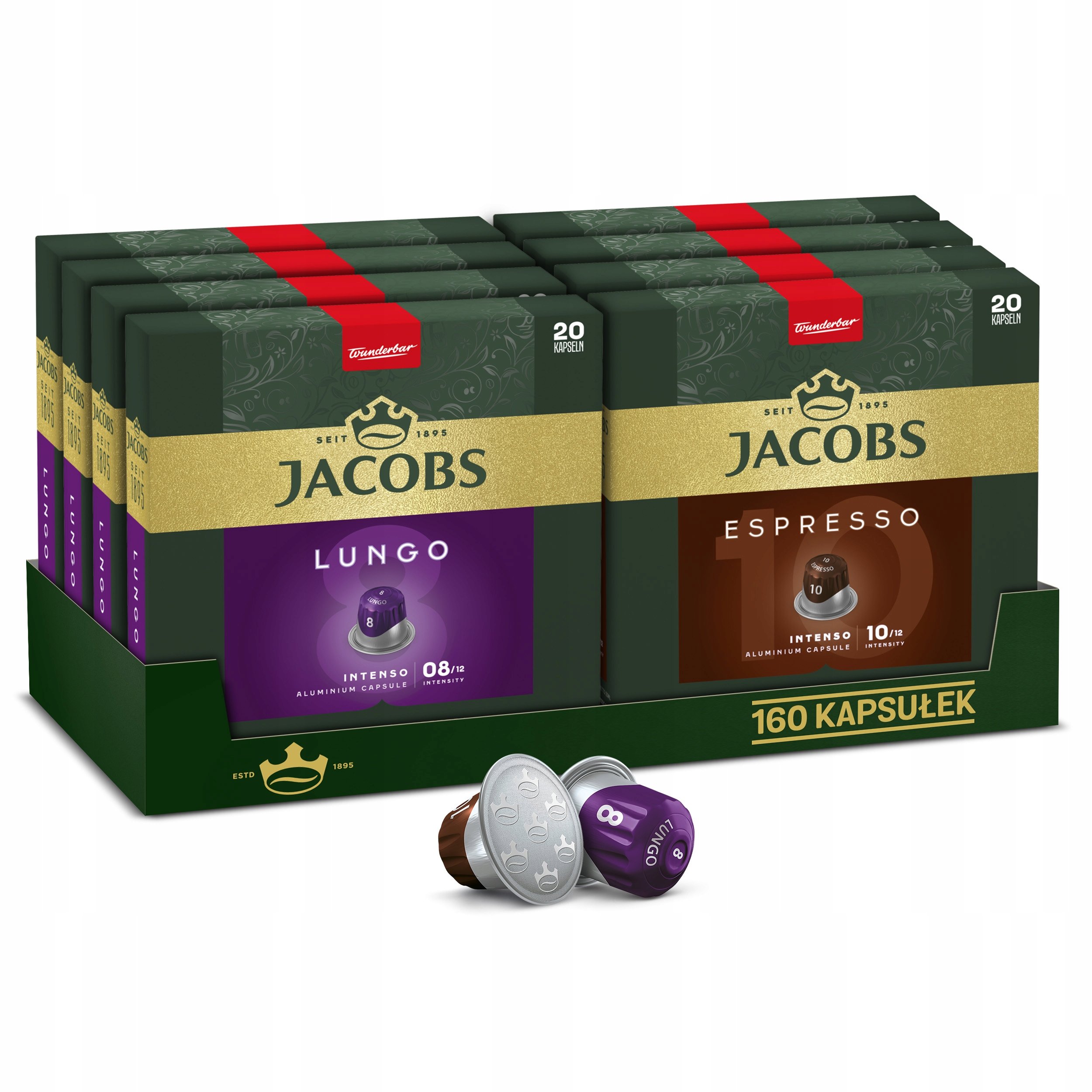 Kapsułki Jacobs Espresso 10 i Lungo 8 do Nespresso(r)* 8 x 20 szt. 160 kaw