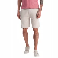 Spodenki męskie - Spodenki męskie dzianinowe dresowe wygodne jasnobeżowe OM-SRBS-0139 V1 L - miniaturka - grafika 1