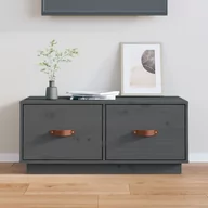 Szafki RTV - Lumarko Szafka pod TV, szara, 80x34x35 cm, lite drewno sosnowe - miniaturka - grafika 1