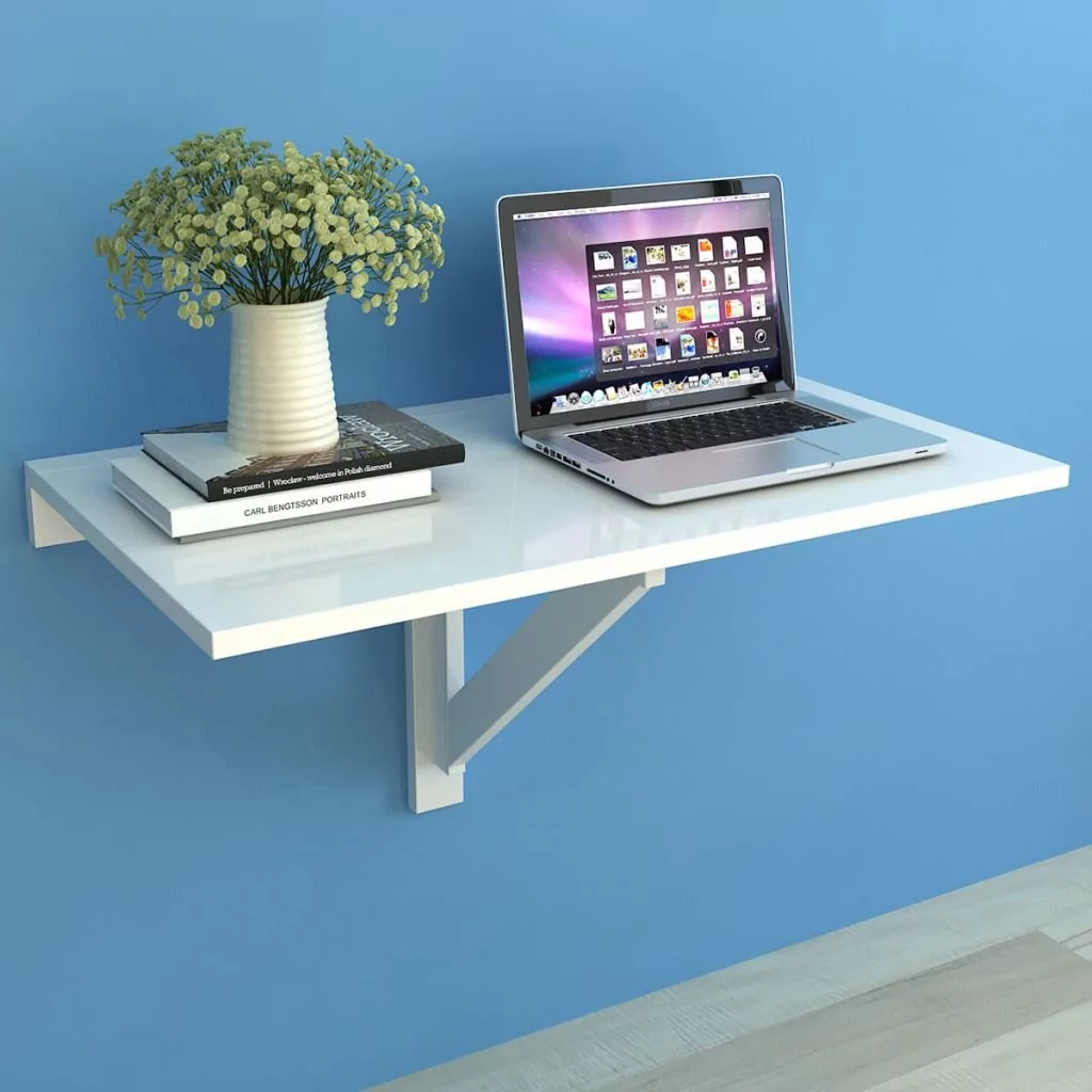 vidaXL Składany stolik na ścianę biały 100x60 cm