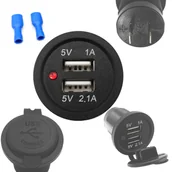 Ładowarki samochodowe - ŁADOWARKA SAMOCHODOWA MONTAŻOWA USB 12V-24V 3.1A DO AUTA CZERWONA LED - miniaturka - grafika 1