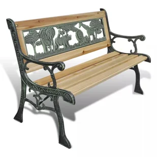 vidaXL vidaXL Drewniana ławka dla dzieci z motywem zwierzęcym 80 x 24 cm - Ławki ogrodowe - miniaturka - grafika 6