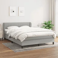 Łóżka - Łóżko kontynentalne z materacem  jasnoszare 140x200 cm  tkanina - miniaturka - grafika 1