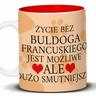 Kubki - Kubek Z Nadrukiem BULDOG FRANCUSKI PIES WZORY Biało Czerwony Kreator - miniaturka - grafika 1