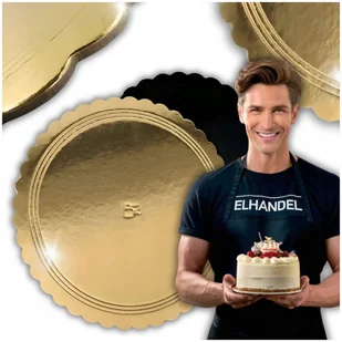 Podkład pod tort gruby złoty fala sztywny mocny 28cm podkładka 2400g - Dodatki do ciast w proszku - miniaturka - grafika 1