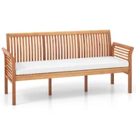 Sofy ogrodowe - COSTWAY ławka ogrodowa dla 3 osób drewno akacjowe, drewniana ławka z poduszką do siedzenia, sofa ogrodowa ławka balkonowa do 540kg, ławka parkowa 159x59x77cm - miniaturka - grafika 1