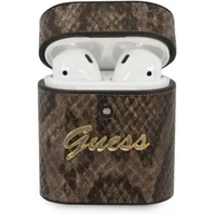 Akcesoria do słuchawek - Guess Guess Python Collection Etui Airpods brązowy GUACA2PUSNSMLBR - miniaturka - grafika 1