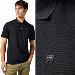 Wrangler POLO SHIRT Black CZARNA BAWEŁNIANA POLÓWKA MAŁE LOGO REGULAR S - Koszulki męskie - miniaturka - grafika 1
