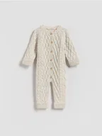 Komplety dla niemowląt - Reserved - Dzianinowy pajacyk z wiskozą - złamana biel - miniaturka - grafika 1