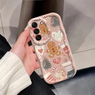 Etui i futerały do telefonów - TEMU Etui na telefon - Etui na telefon z motywem choinki, babeczki, pończochy, , w jednolitym białym kolorze z falistą ramką, kompatybilne z różnymi - miniaturka - grafika 1