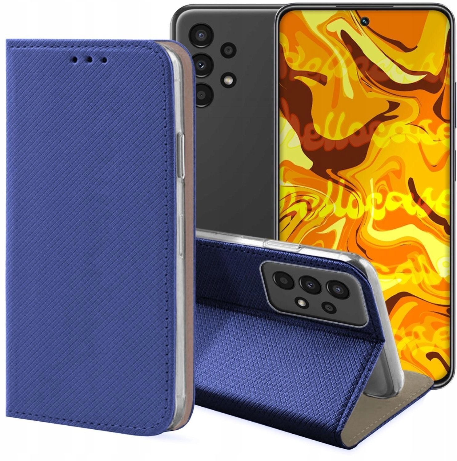 Hello Case Etui z Klapką Do Samsung Galaxy A13 4G Granatowe, Magnetyczne, Zamykane