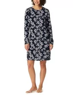 Koszulki i topy damskie - Schiesser Damska koszulka z długim rękawem bawełna modal Sleepshirt Bigshirt-Nightwear koszula nocna, ciemnoniebieska kwiatowa, 38, Dunkelblau Floral, 38 - miniaturka - grafika 1