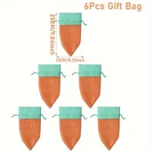 Inne - TEMU 6szt. Wielkanocne Torby na Prezenty z Lnianego Materiału w Kształcie Marchewki z Zapięciem na Sznurek – Pomarańczowe Torby na Cukierki na - miniaturka - grafika 1