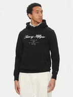 Bluzy męskie - Tommy Hilfiger Bluza Script Logo MW0MW33631 Czarny Regular Fit - miniaturka - grafika 1