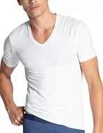Koszulki męskie - CALIDA Męski T-shirt I Love Nature z dekoltem w serek, Star White, 52/54 PL - miniaturka - grafika 1