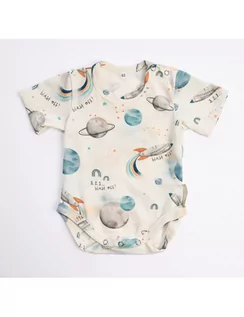 Body dla niemowląt - Baby in world Body niemowlęce z krótkim rękawem bawełniane Kosmos ecru, Rozmiar: 80/86 - grafika 1