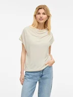 Koszulki i topy damskie - Vila Koszulka w kolorze kremowym - miniaturka - grafika 1