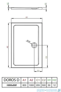 Radaway Doros D Stone brodzik 100x80x5 antracyt SDRD1080-01-64S | - Brodziki prysznicowe - miniaturka - grafika 2