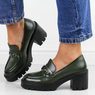 Mokasyny damskie - Zielone mokasyny damskie Vinceza 58331 - miniaturka - grafika 1