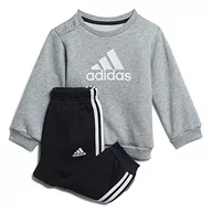 Koszulki i topy damskie - adidas H28835 I BOS LOGO JOG Spodnie Top: średni szary wrzosowy/biały Spód: Czarny/biały 2-3Y - miniaturka - grafika 1