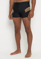 Kąpielówki męskie - Czarno-Pomarańczowe Kąpielówki ze Sznurkiem i Ozdobnymi Paskami Firave - miniaturka - grafika 1