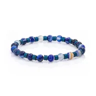 Bransolety męskie - Bransoletka koraliki w kolorze niebieskim EM 11 - EM Men's Accessories - miniaturka - grafika 1