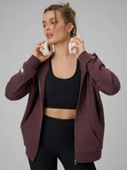Bluzy damskie - 4F Bluza dresowa rozpinana z kapturem damska - brązowa XS - miniaturka - grafika 1