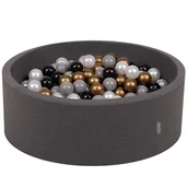 Zabawki do kąpieli - KiddyMoon Suchy basen okrągły z piłeczkami 7cm ciemnoszary: czarny-perła-złoty-szary 90x30cm/200piłek Zabawka basen piankowy - miniaturka - grafika 1