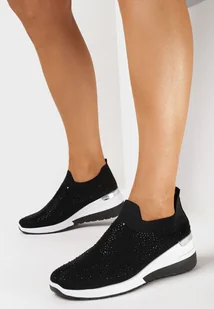 Czarne Sneakersy na Koturnie z Elastyczną Cholewką z Cyrkoniami Neatisa - Moda i Uroda OUTLET - miniaturka - grafika 1