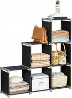 Półki i regały dla dzieci - ﻿Regał na ubrania zabawki czarny 6 półek 105cm LOFT - miniaturka - grafika 1