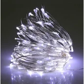 Oświetlenie świąteczne - Lampki 50 LED zimny biały druciki łezki na baterie CORTINA POLAND - miniaturka - grafika 1