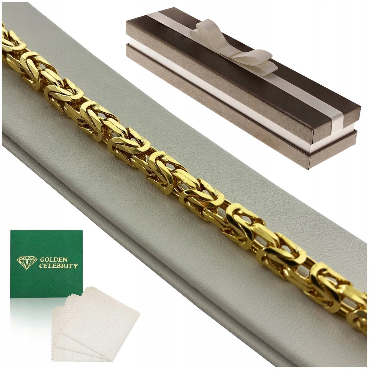 Gruba Męska Bransoletka Złota Splot Królewski 21Cm/6Mm Szeroka Prezent 14K